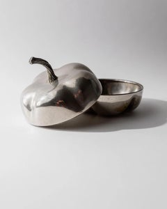 Scatola per zucche vintage placcata in argento con coperchio, forma organica scultorea, anni '70