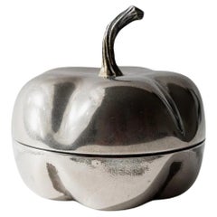 Scatola per zucche vintage placcata in argento con coperchio, forma organica scultorea, anni '70