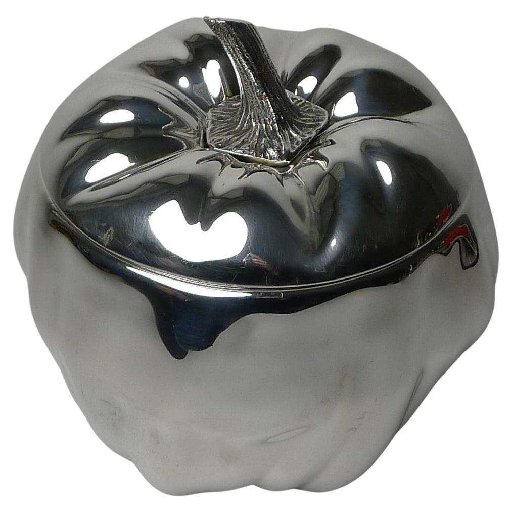 Vintage Silver Plated Pumpkin Ice Bucket by Teghini, Firenze, Italy c.1970
