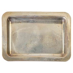 Vintage Silver-Plated Rectangular Tray with Monogram, 1960s