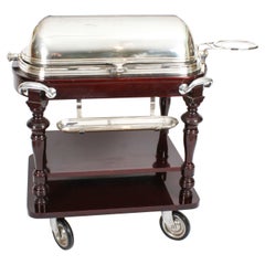 Chariot de saucire vintage en mtal argent du milieu du XXe sicle