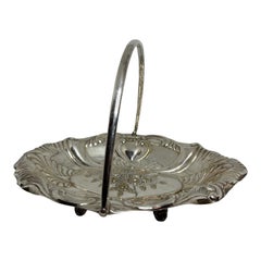 Vintage Silver Plated Rose Decor Fruit Bowl Catchall, Sweden