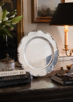 Vintage Silver-Plated Scalloped Serving Plate / Charger Tray luxury dining décor