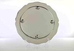 Plato de servir vintage chapado en plata, diseño italiano, centro de mesa de los años 70