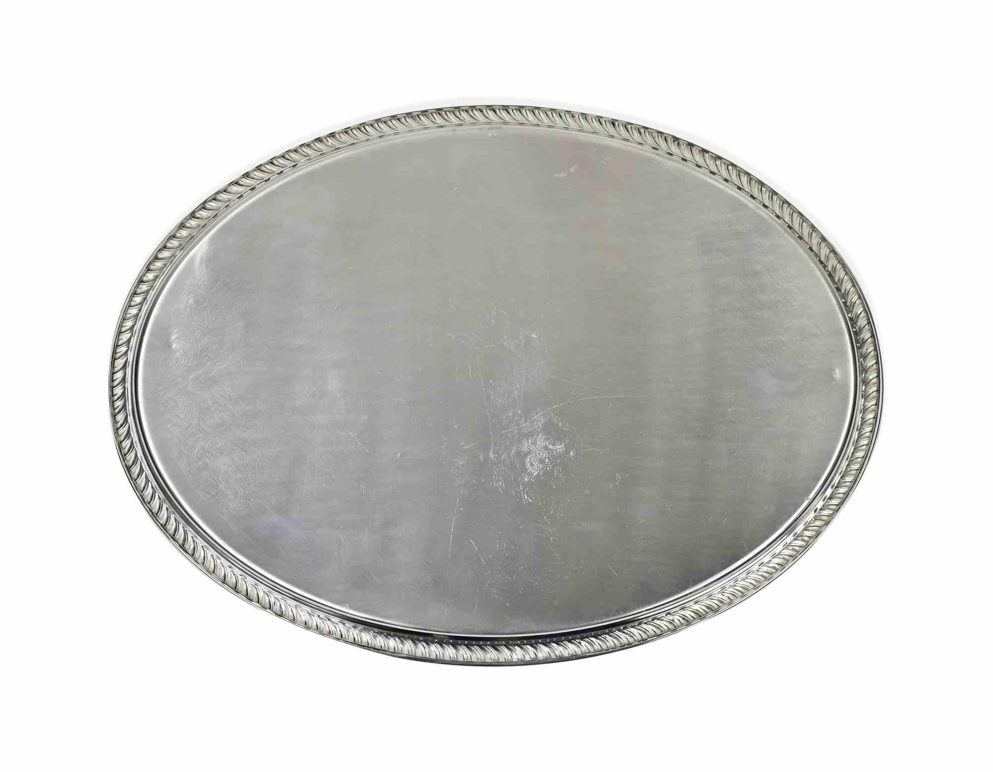 Vintage Versilberter Servierteller mit eingravierten Verzierungen, 1960er Jahre im Zustand „Gut“ im Angebot in Roma, IT