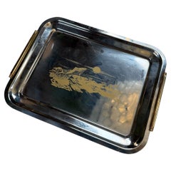 Vintage Silver Plated Serving Tray Scenic Motif