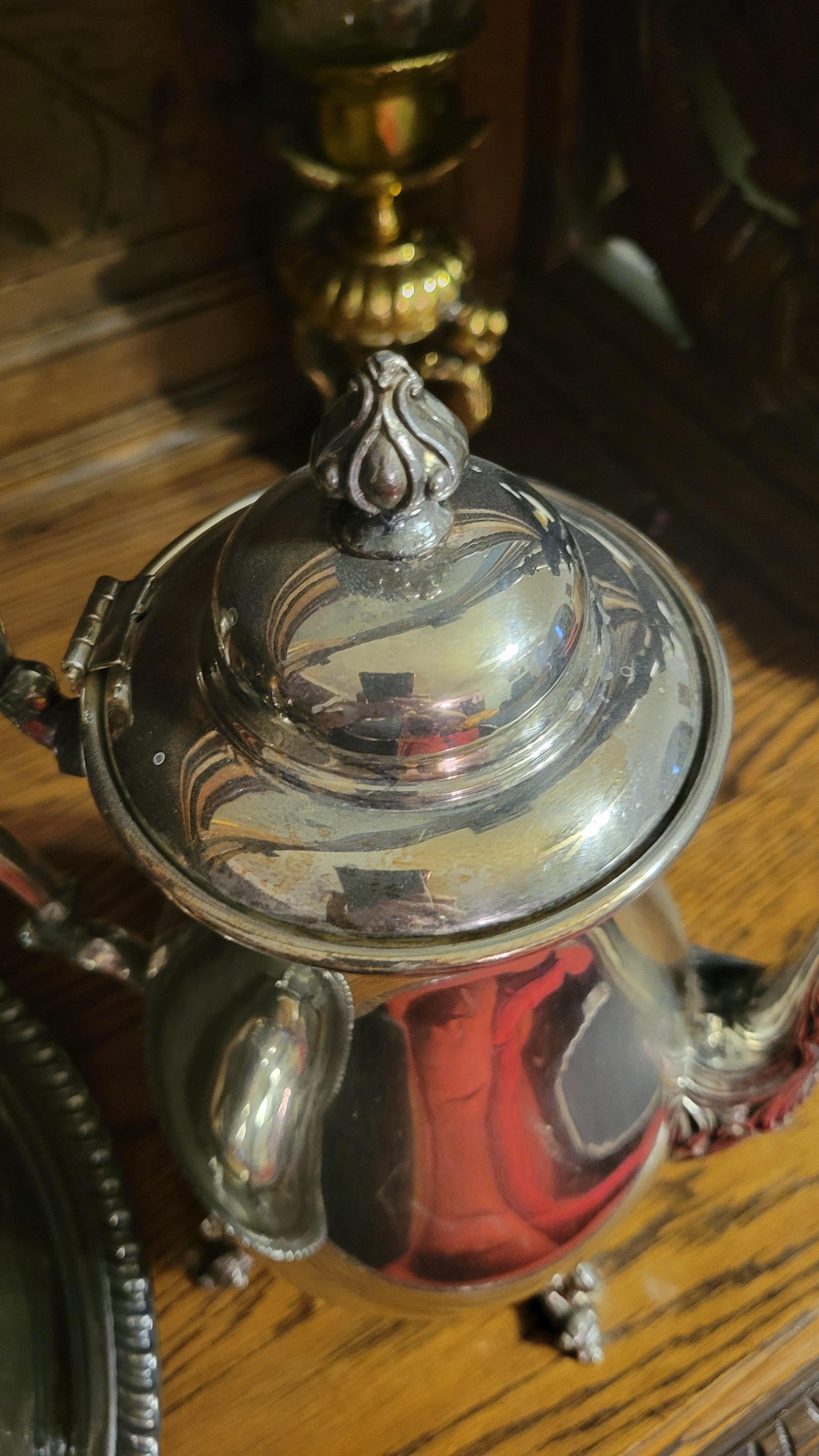 Versilbertes Vintage-Set von Sheridan Silber: Tablett, Kaffeekanne, Milchkännchen, Zucker im Angebot 2