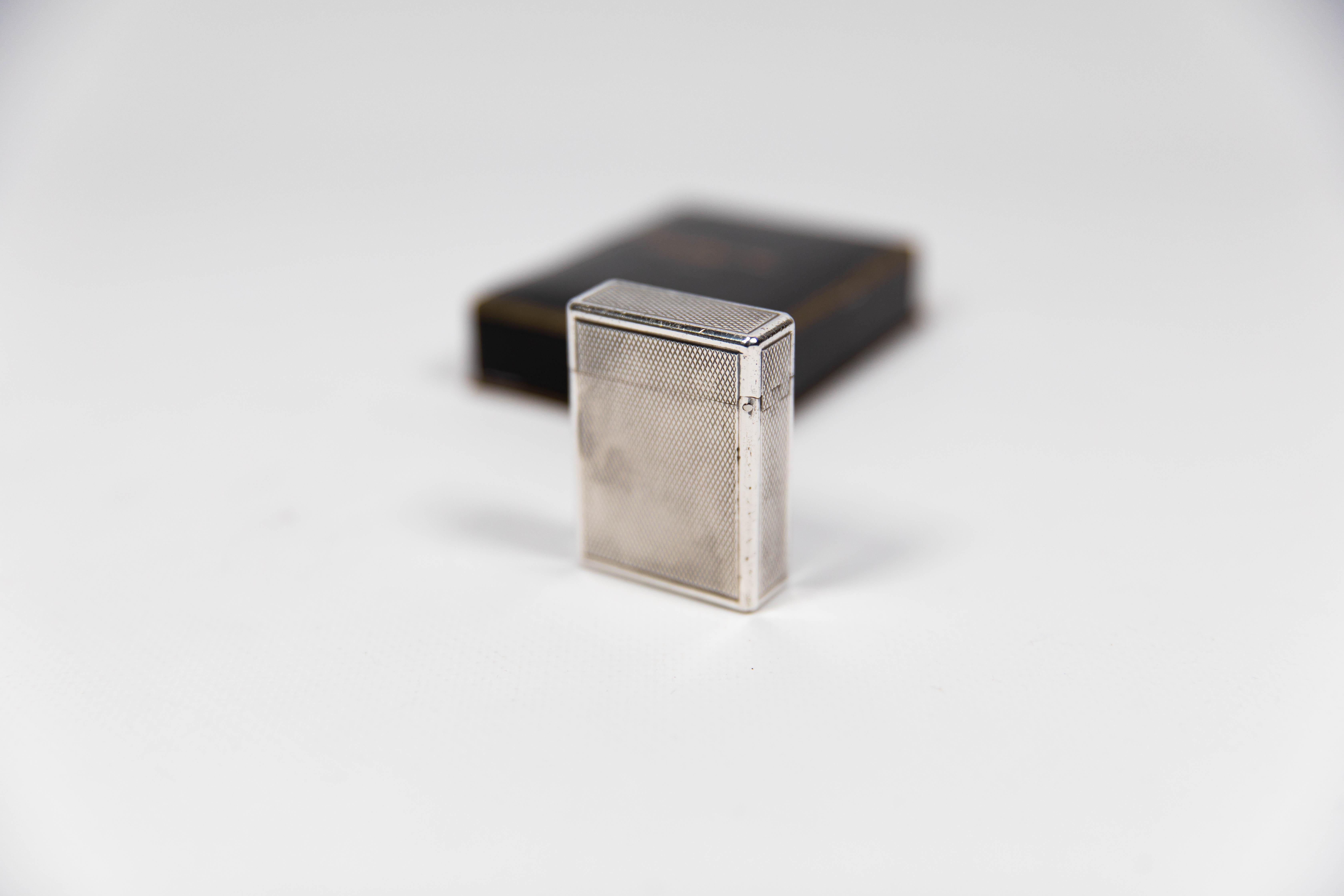 Vintage Silver Plated Small Linge 1 BS ST Dupont Lighter 1970s In Box 1
