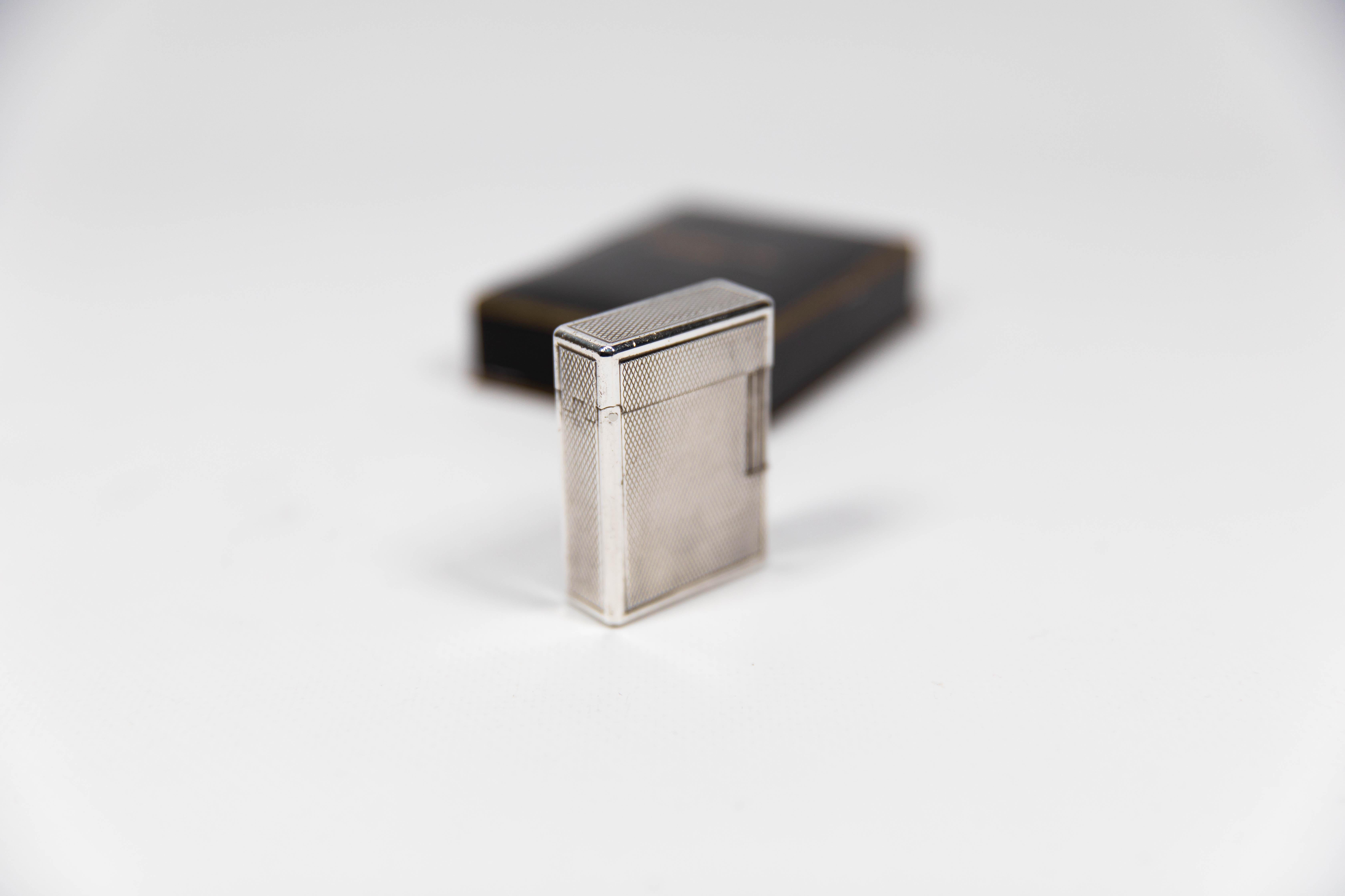 Vintage Silver Plated Small Linge 1 BS ST Dupont Lighter 1970s In Box 2