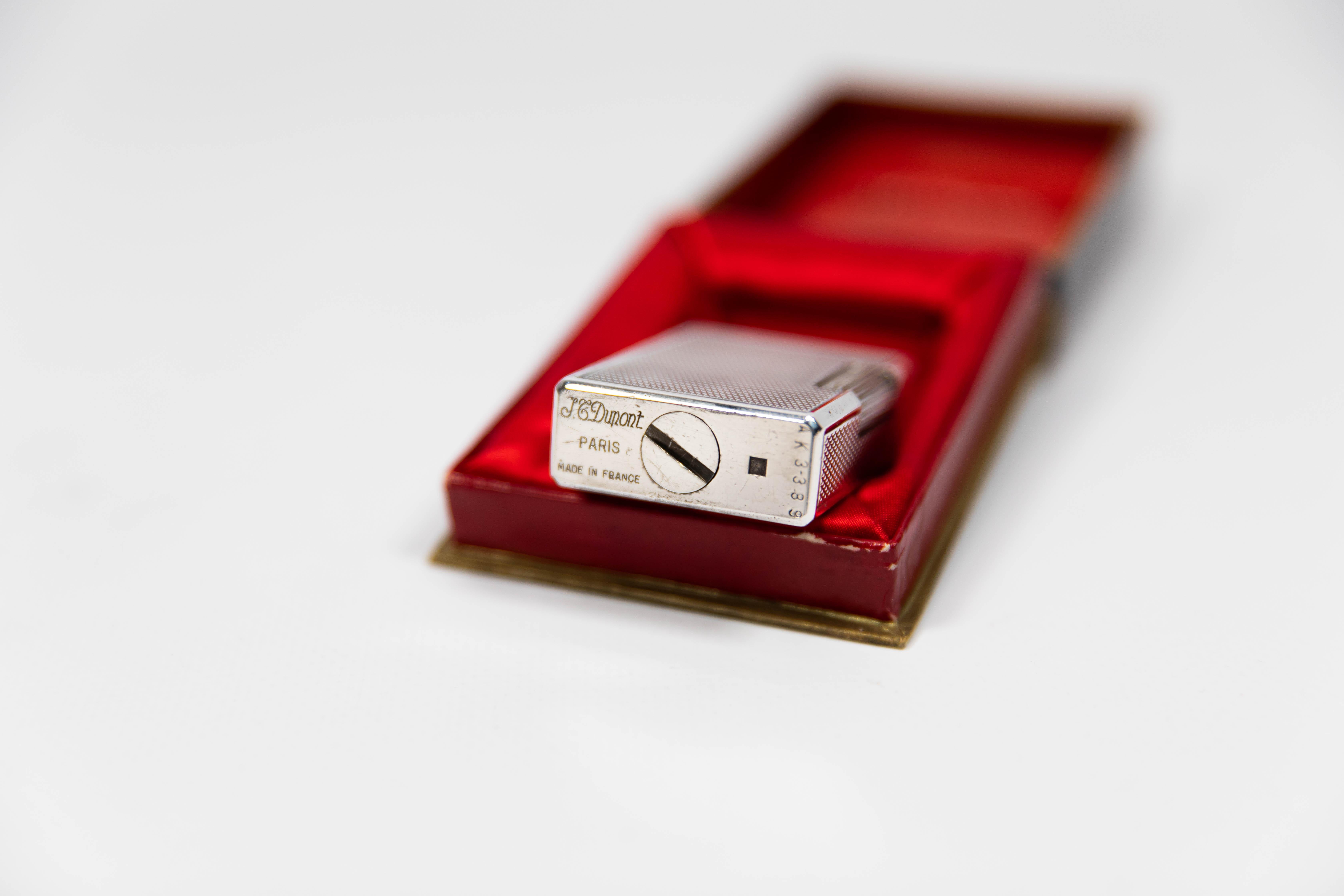 Vintage Silver Plated Small Linge 1 BS ST Dupont Lighter 1970s In Box 5