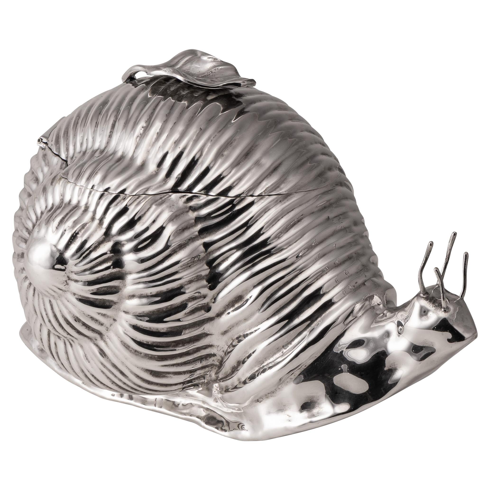 Vintage Silver Plated Snail Ice Bucket by Teghini, Italy, Circa 1970