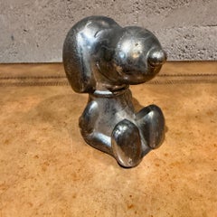 Vintage Silver-Plated Snoopy Peanuts Money Box Can Bank Leonard