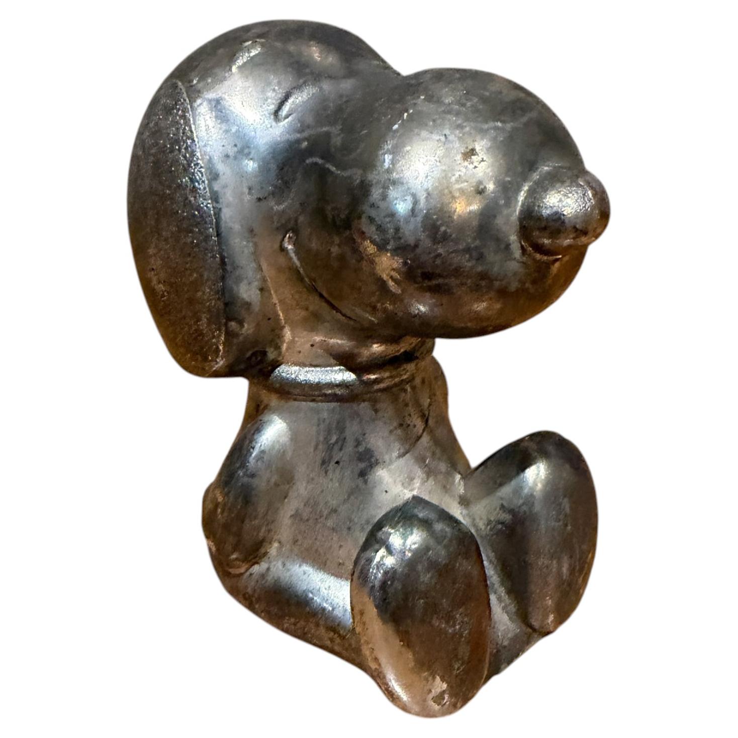 Vintage Silver-Plated Snoopy Peanuts Money Box Can Bank Leonard