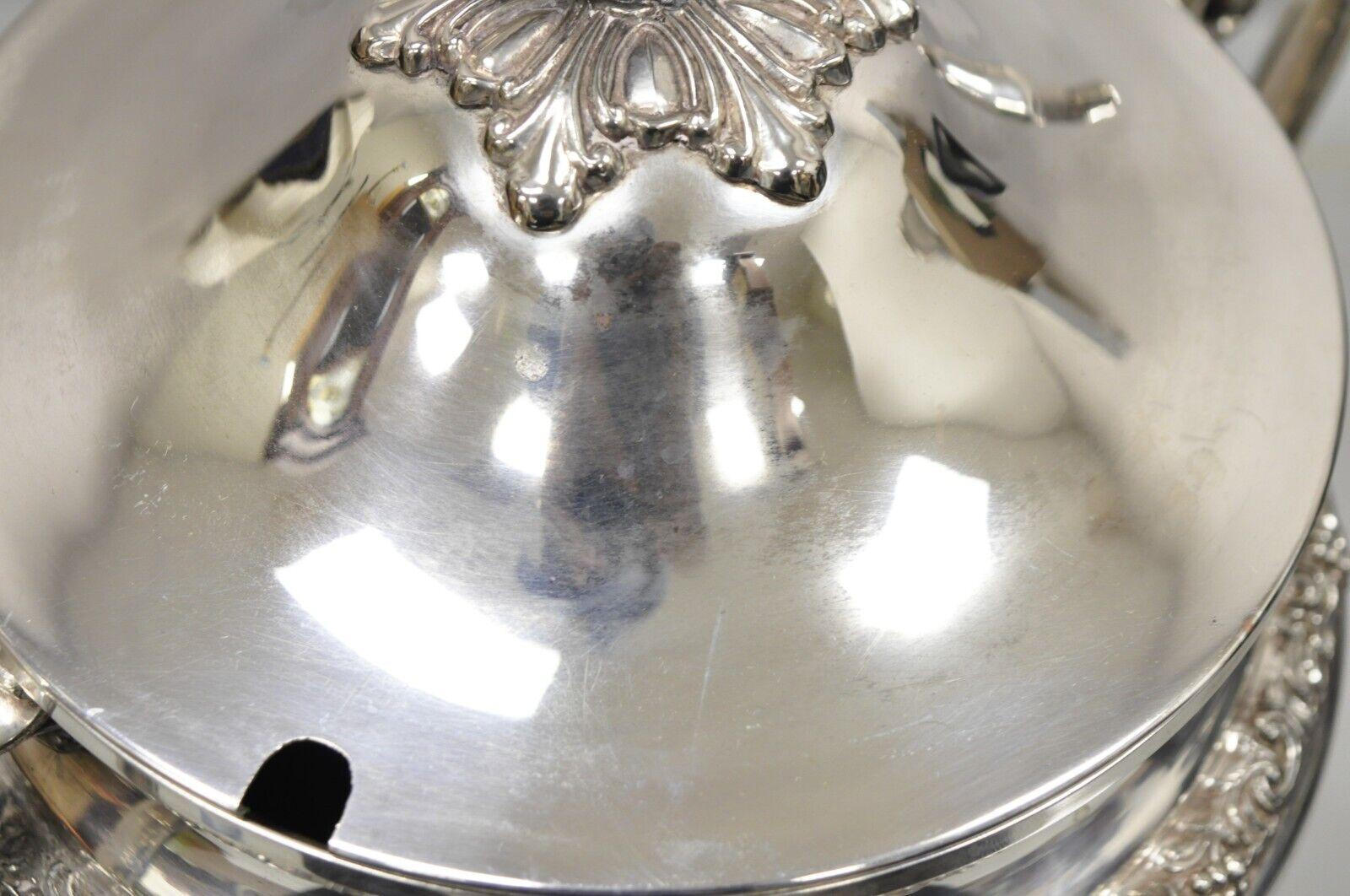 20th Century Vintage Silver Plated Soup Tureen Serving Pot with Lid and Fancy Twin Handles