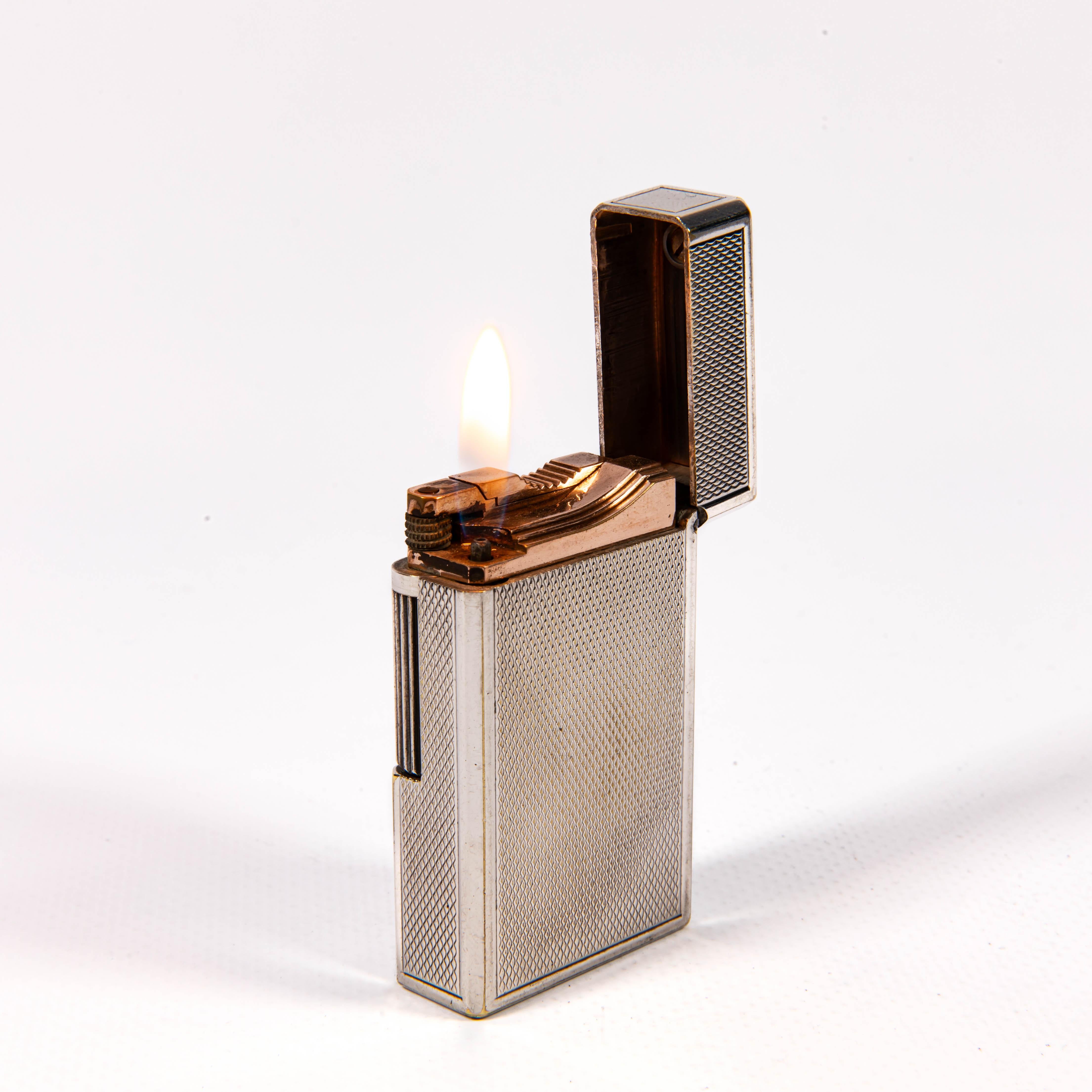 Vintage Silver Plated S.T. DUPONT D57 Lighter 1950s in vendita 3