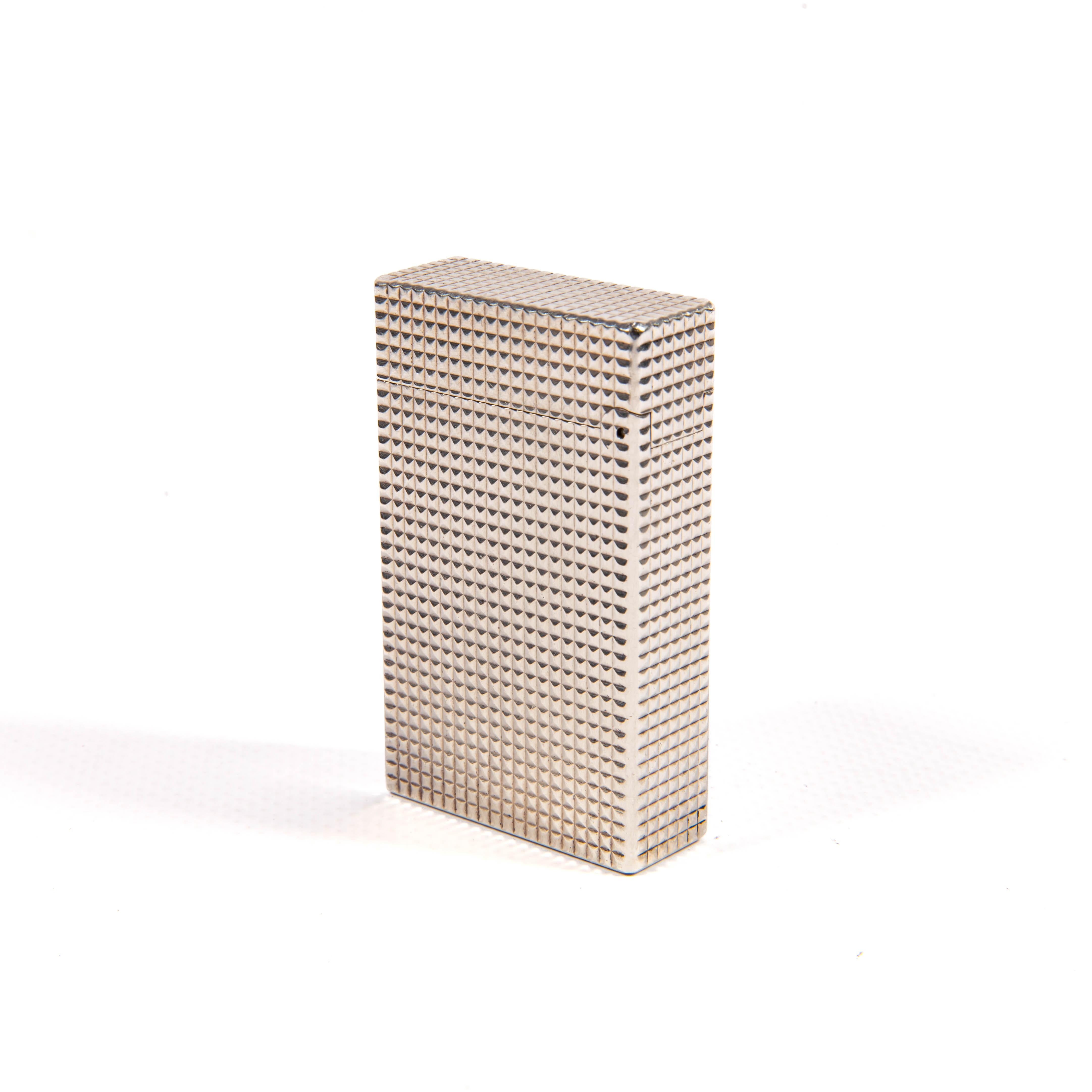 Women's or Men's Vintage Silver Plated S.T. DUPONT Ligne 1 BR Regular Lighter 1980s For Sale