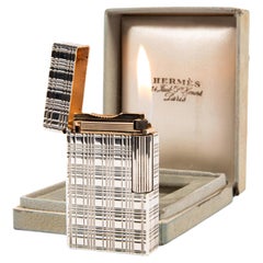 Vintage Silver Plated S.T. Dupont Ligne 1 BR Regular Lighter Hermes in Box 1960s