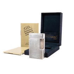 Vintage Silver Plated S.T. Dupont Ligne 1 BR Regular Lighter in Box 1974