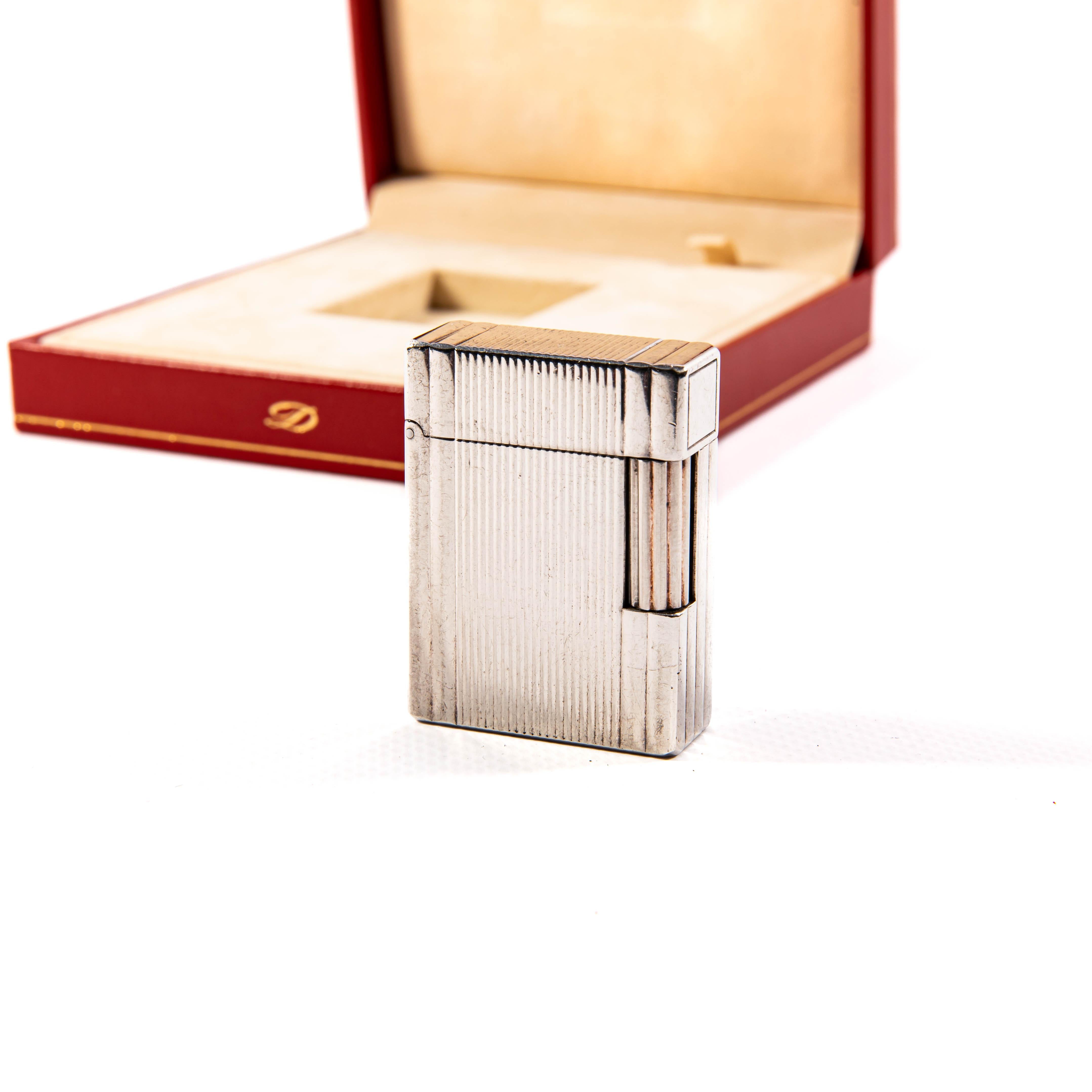 Vintage Silver Plated S.T. DUPONT Ligne 1 BR Small Lighter in Box 1999 In condizioni buone in vendita a DELFT, NL