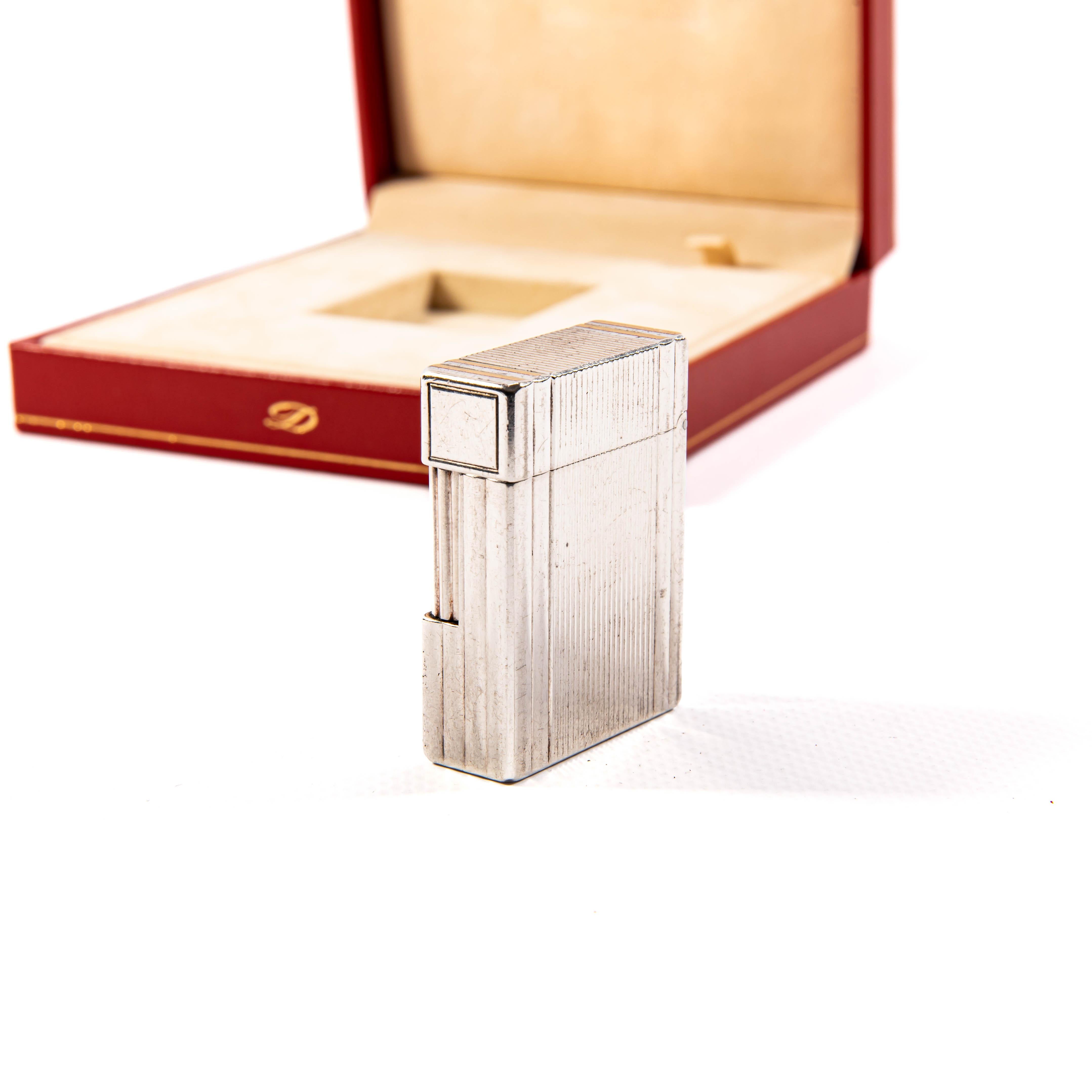 da uomo o donna Vintage Silver Plated S.T. DUPONT Ligne 1 BR Small Lighter in Box 1999 in vendita