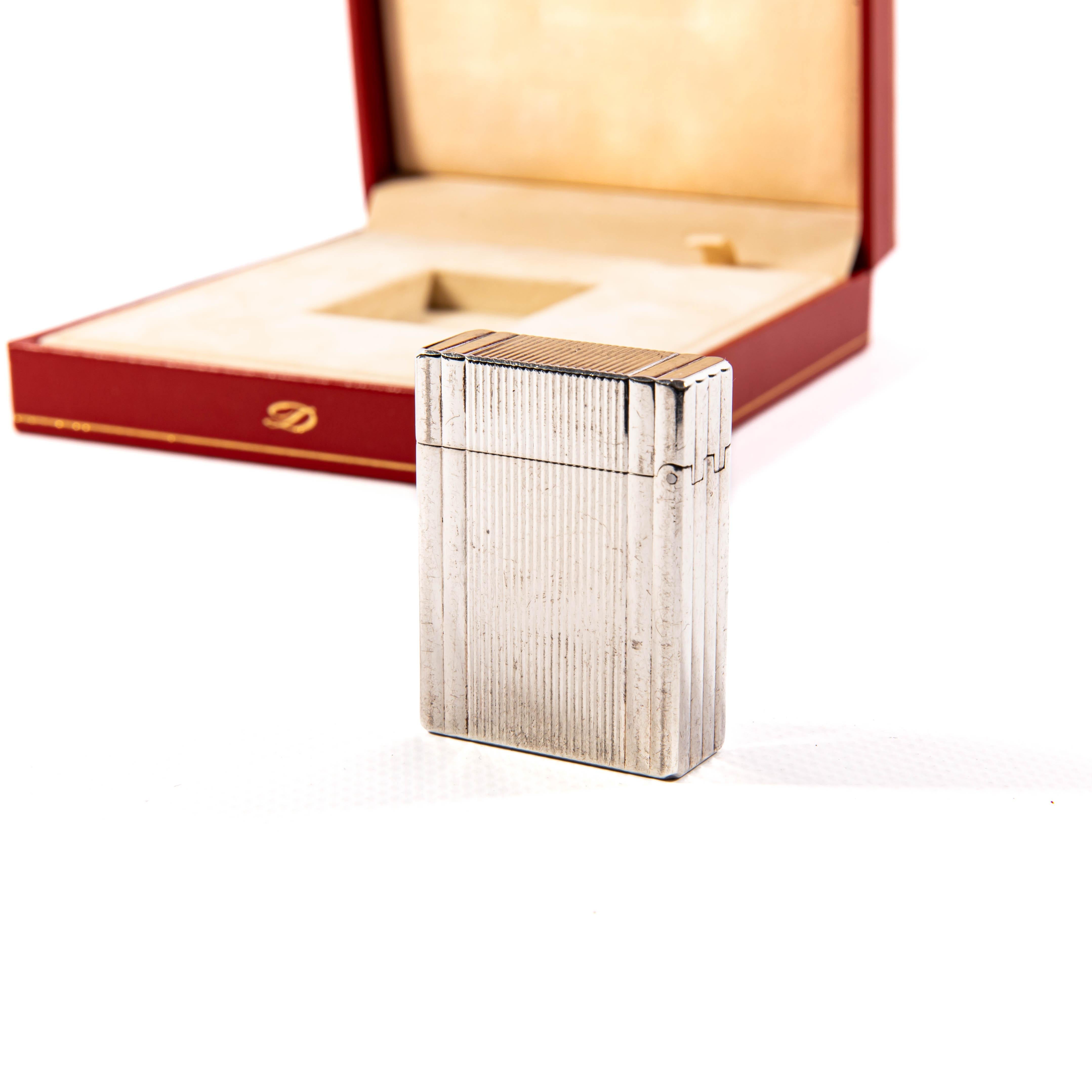 Vintage Silver Plated S.T. DUPONT Ligne 1 BR Small Lighter in Box 1999 in vendita 1