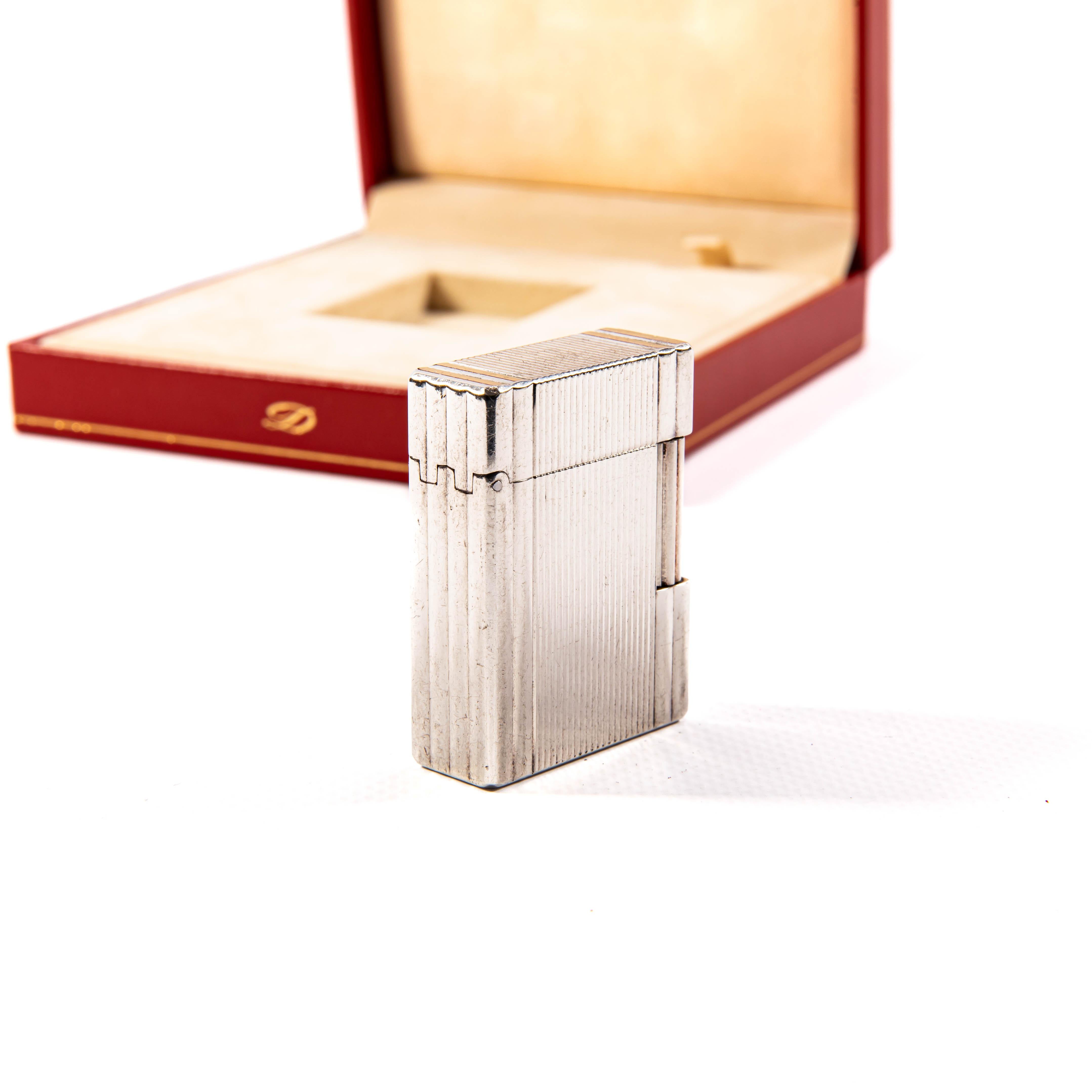 Vintage Silver Plated S.T. DUPONT Ligne 1 BR Small Lighter in Box 1999 in vendita 2