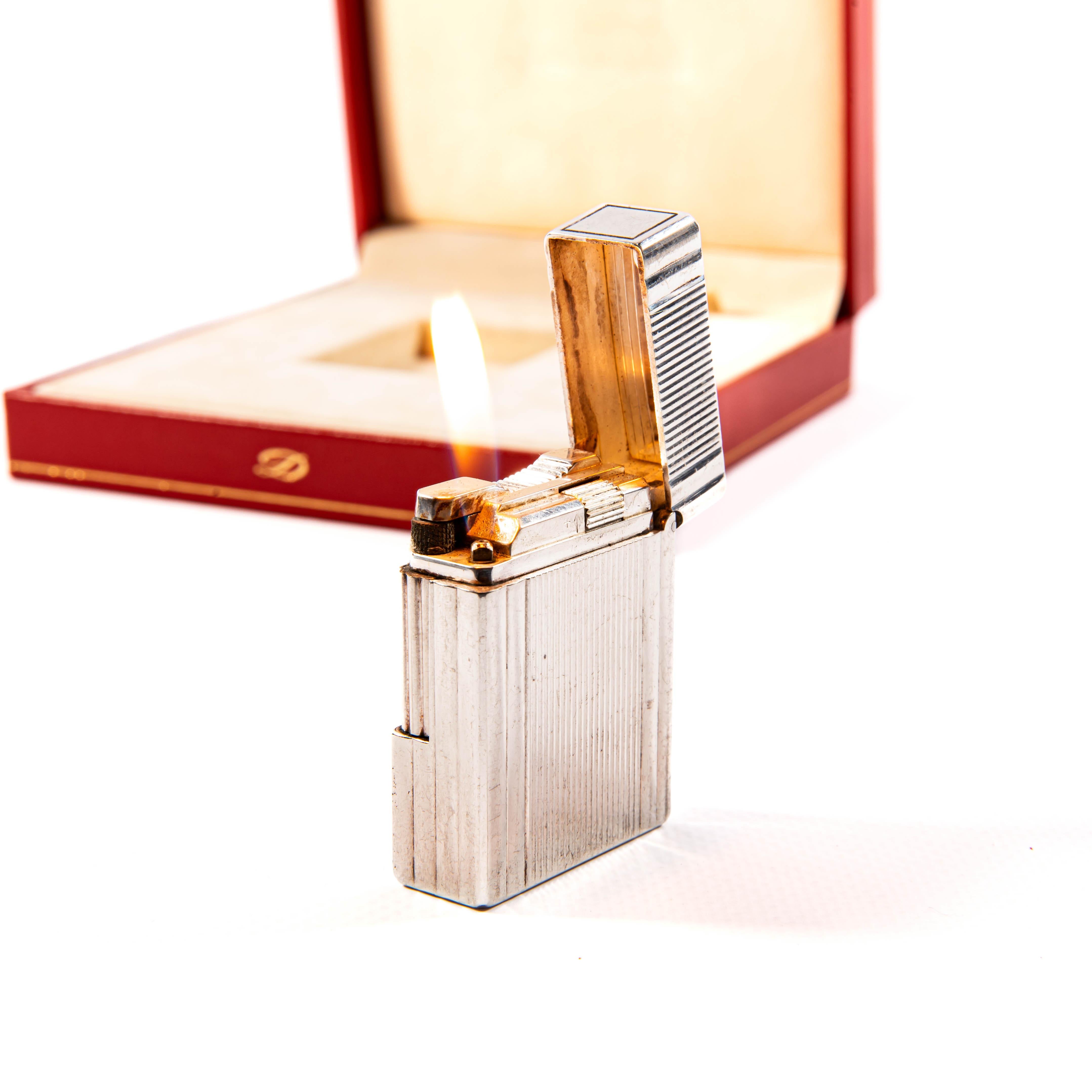 Vintage Silver Plated S.T. DUPONT Ligne 1 BR Small Lighter in Box 1999 in vendita 4