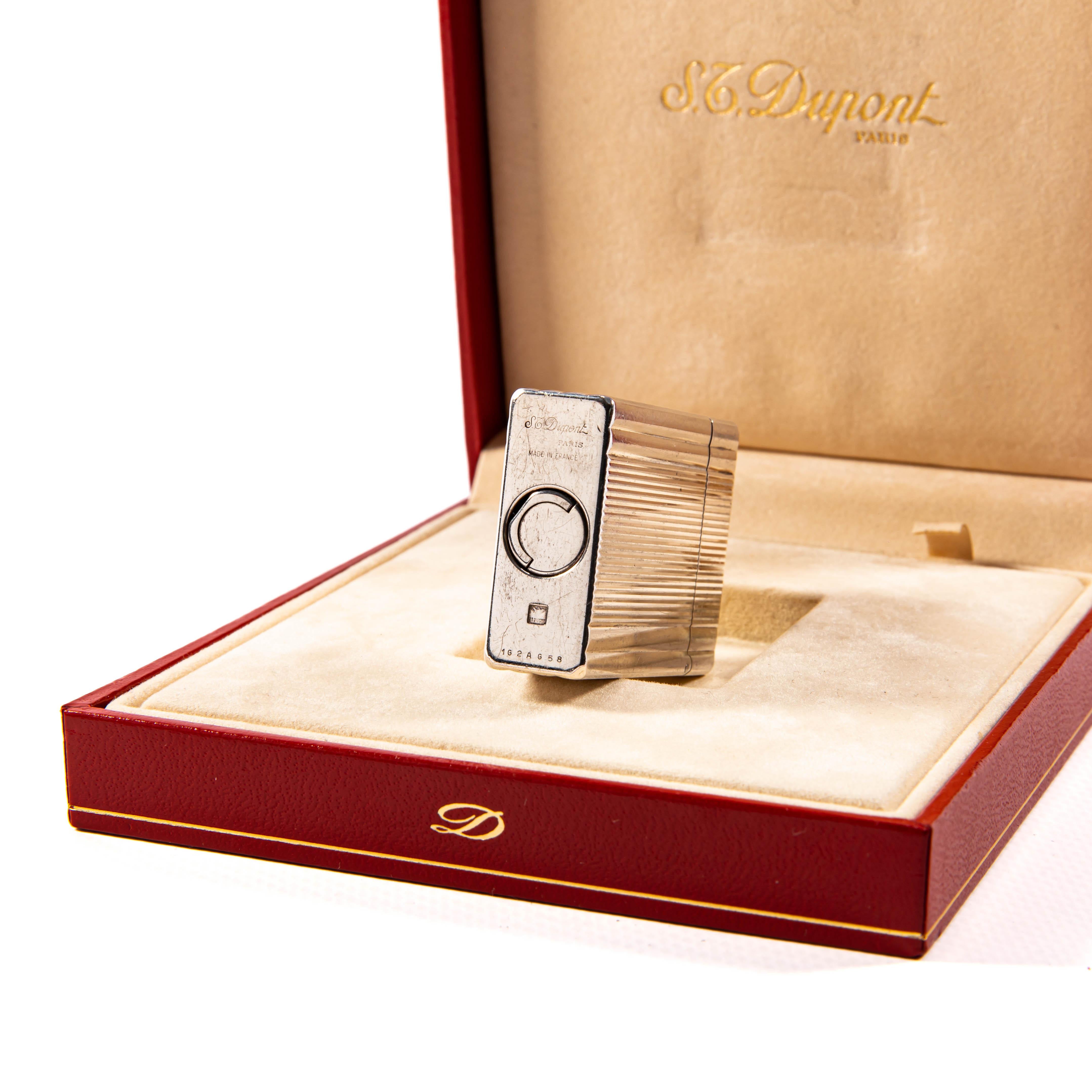 Vintage Silver Plated S.T. DUPONT Ligne 1 BR Small Lighter in Box 1999 in vendita 5