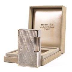 Vintage Versilbertes S.T. Dupont Ligne 1 BS Regular Feuerzeug Hermès in Originalverpackung, 1960er Jahre