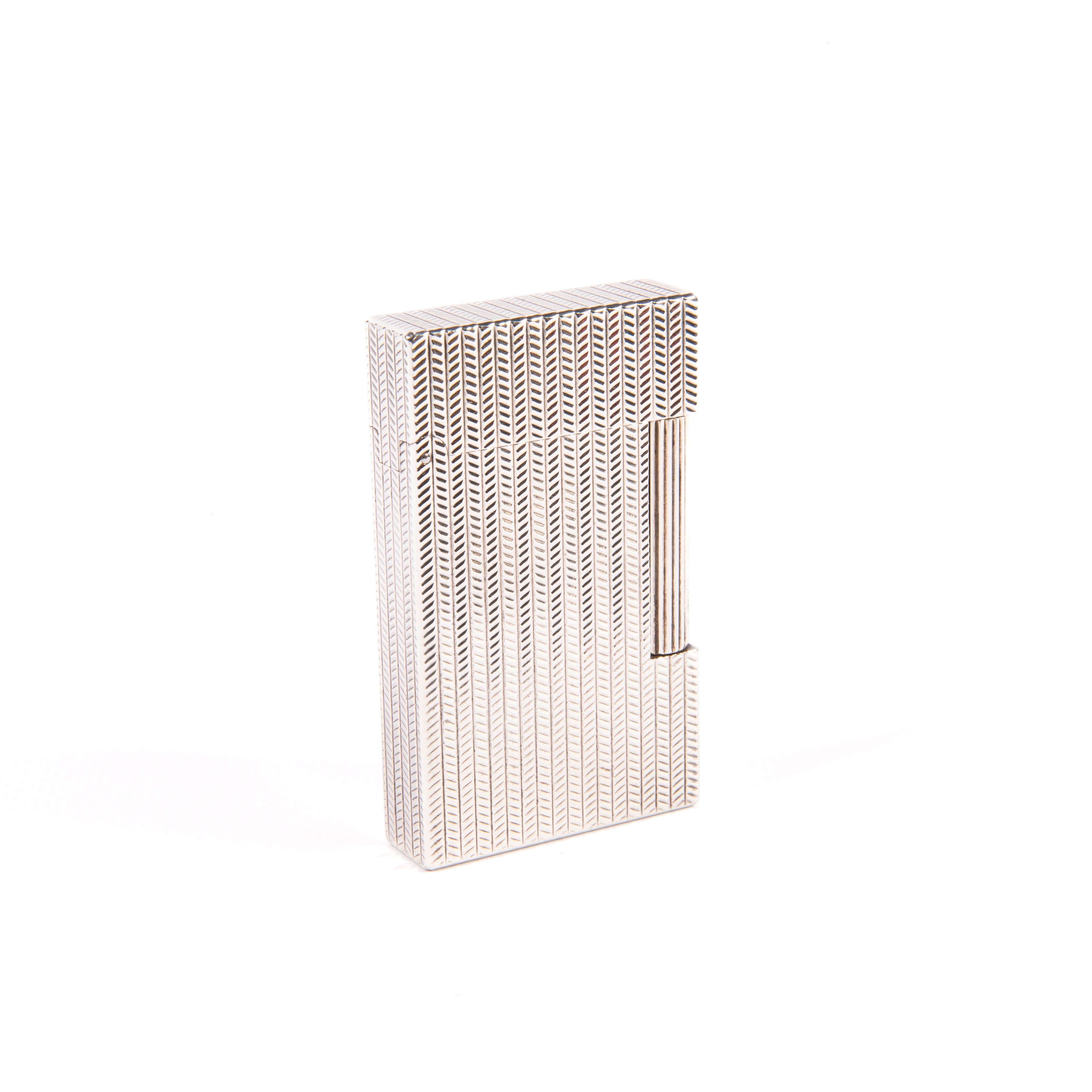 Vintage Silver Plated S.T. Dupont Ligne 2 Regular Lighter 1990s 1