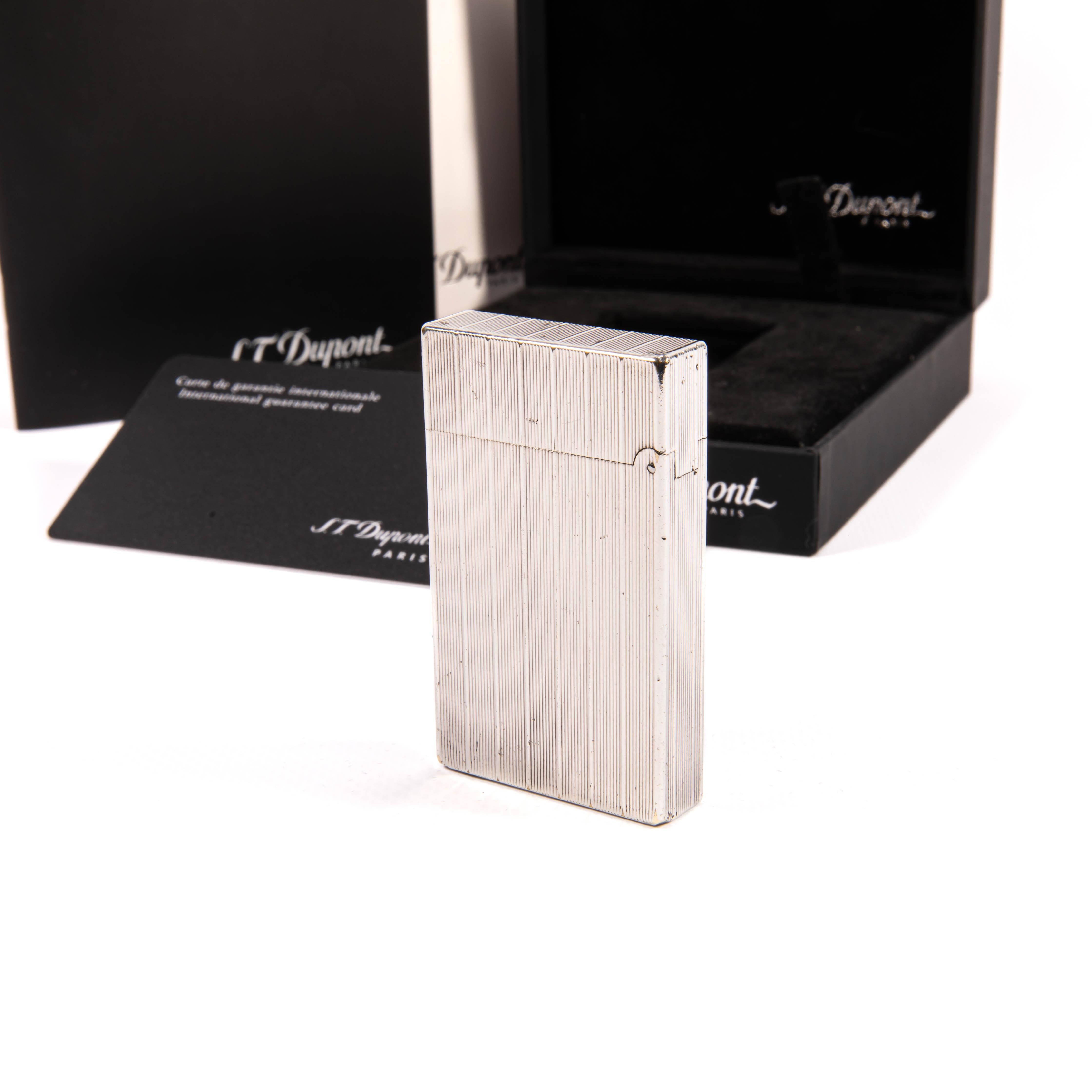 A. Silver Plated S.T. d'epoca. Accendino Dupont Ligne 2 Regular 1990s in Box in vendita 1