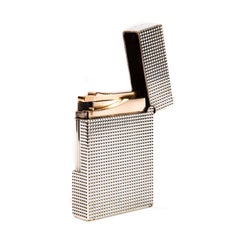 Vintage Silver Plated S.T. Dupont Ligne 2 Small Lighter 1990s