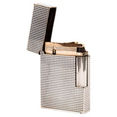 Vintage Silver Plated S.T. Dupont Ligne 2 Small Lighter 1990s