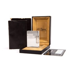 Vintage Silver Plated S.T. DUPONT Ligne 2 Small Lighter in Box 1980s