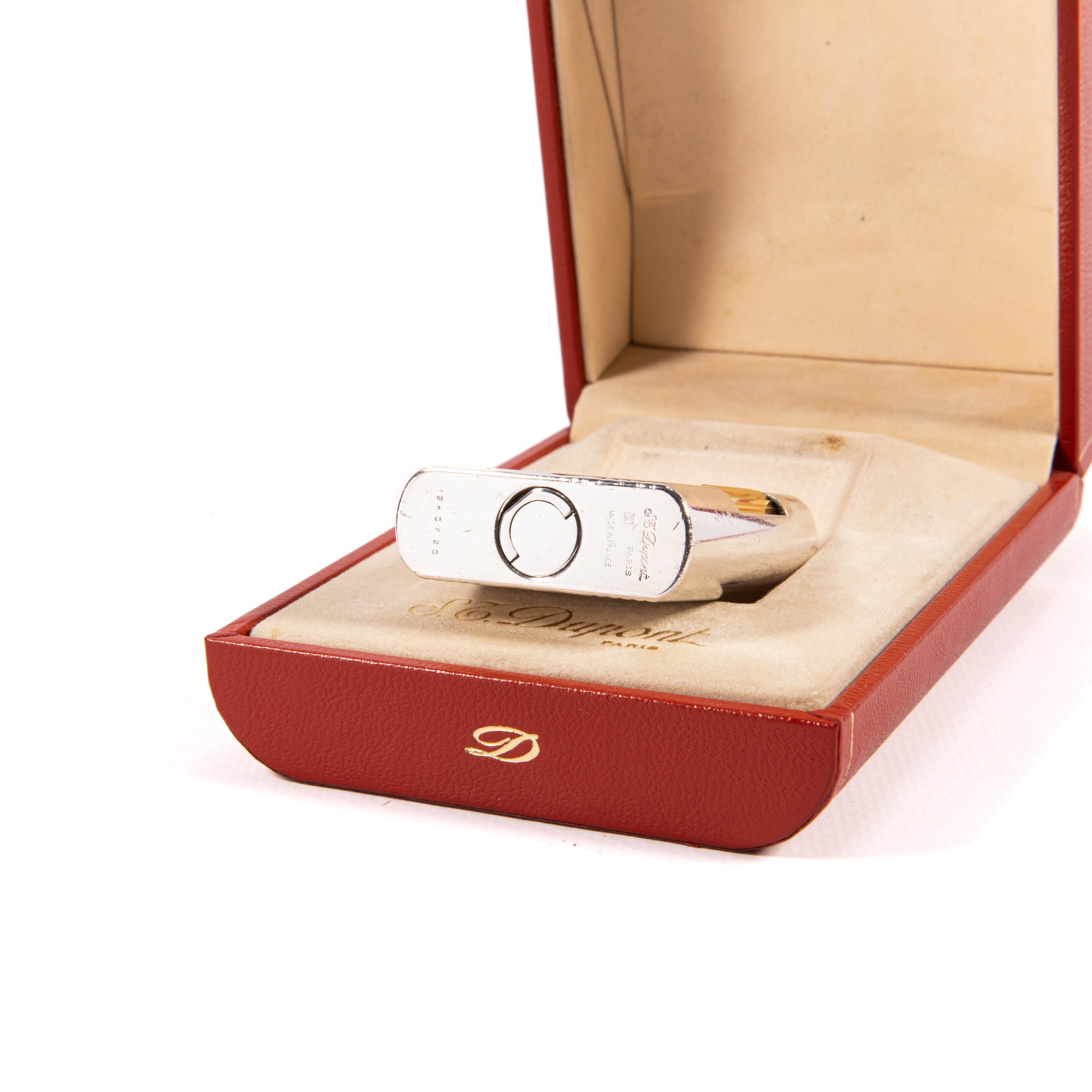 Vintage Silver Plated S.T. DUPONT Soubreny Lighter 1970s in Box 5
