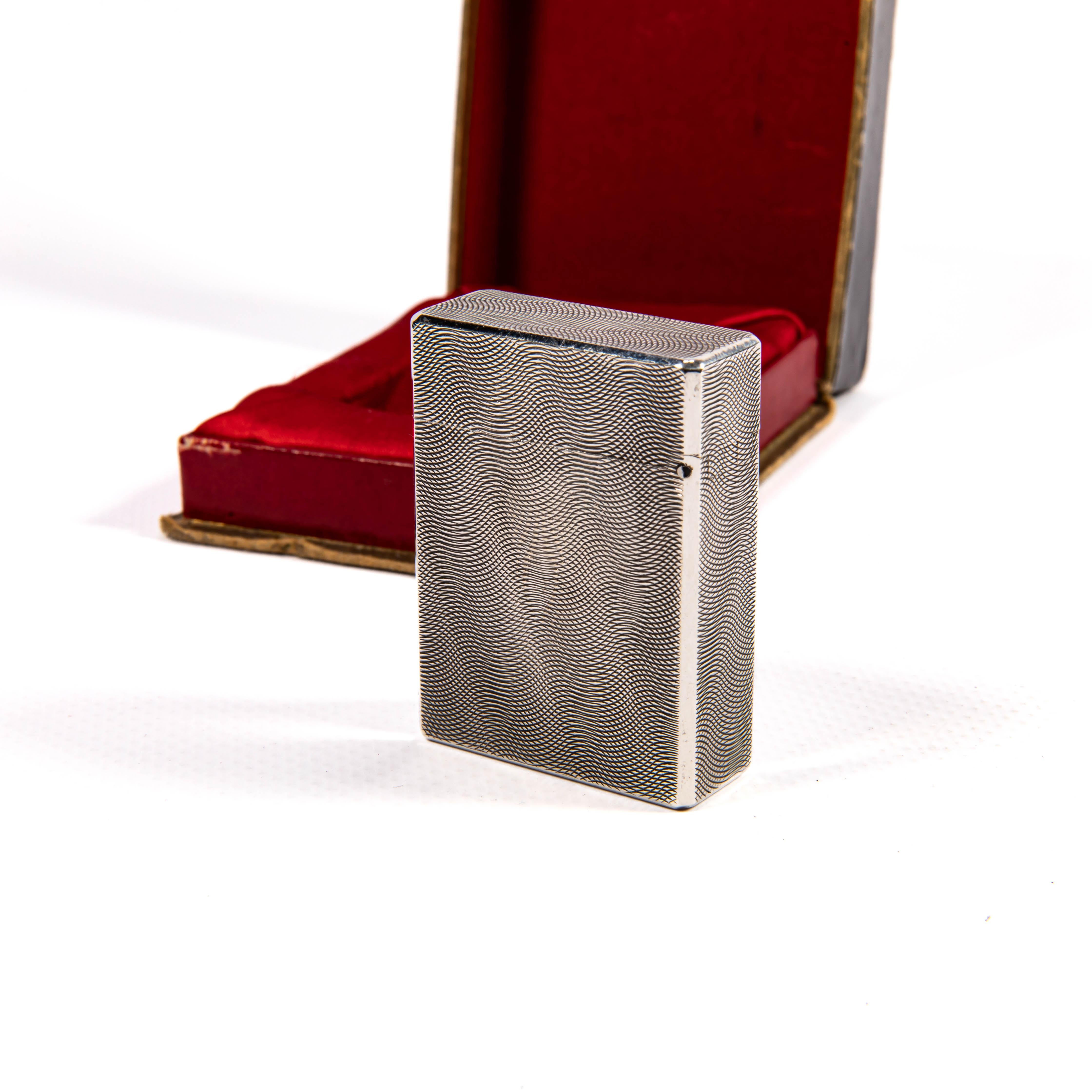 Women's or Men's Vintage Silver Plated S.T. DUPONT x HERMÈS Ligne 1 BS Small Lighter in Box 1960s For Sale