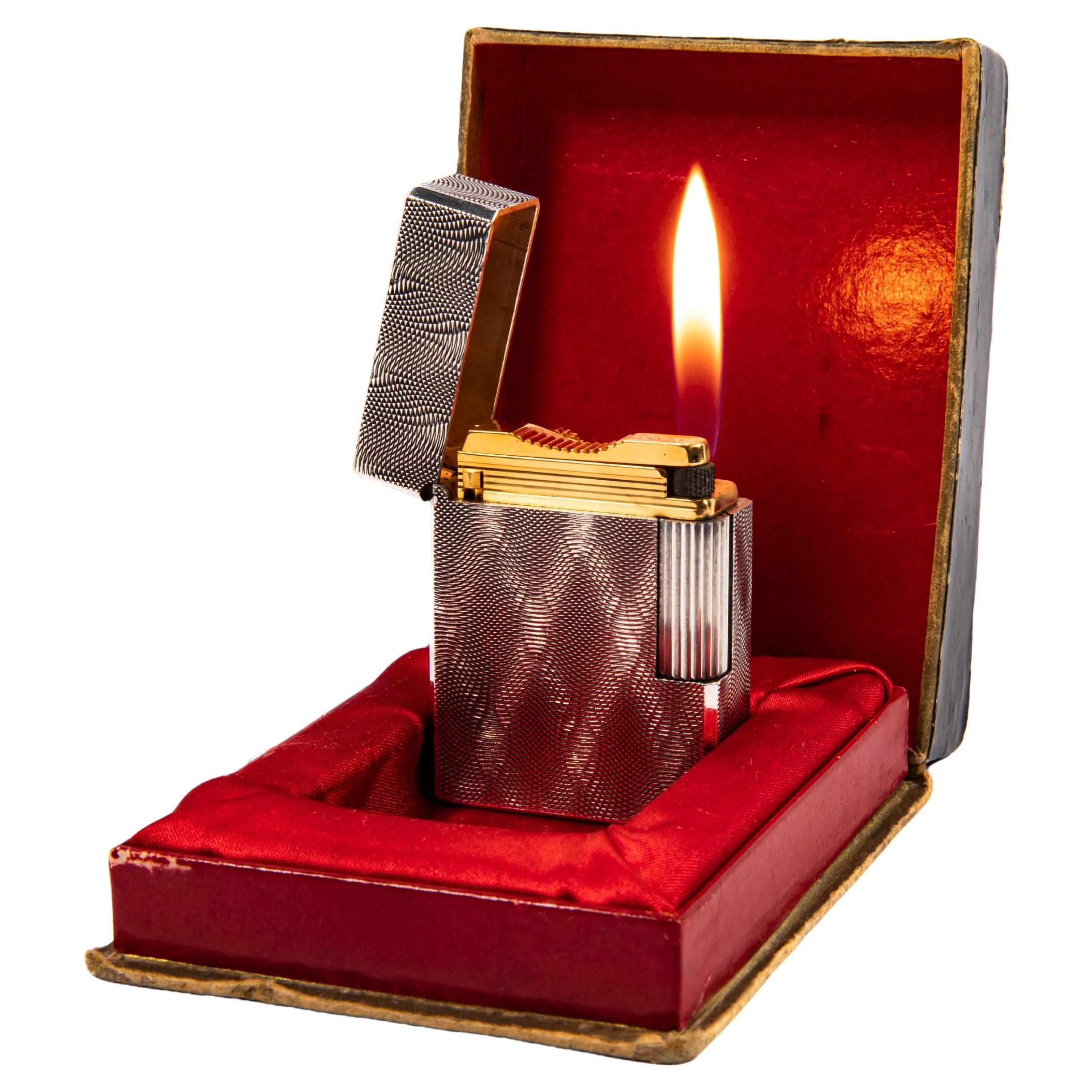Vintage Silver Plated S.T. DUPONT x HERMÈS Ligne 1 BS Small Lighter in Box 1960s