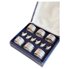 Vintage Silver-Plated Swan Napkin Holder Rings Set of Six in Original Box & Vase