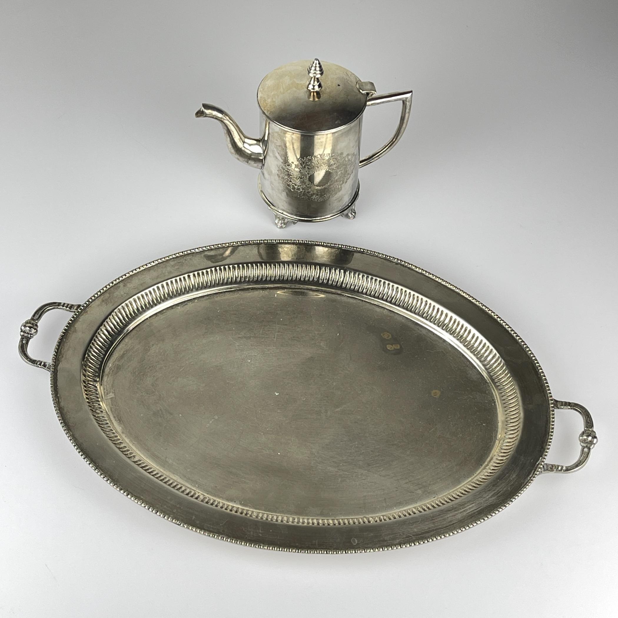 Versilberte Vintage-Teekanne und Tablett von Royal Sheffield, England, 1950er Jahre im Angebot 10