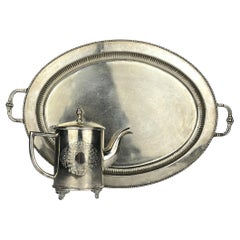 Vintage silver plated teapot and tray by Royal Sheffield, England, 1950s