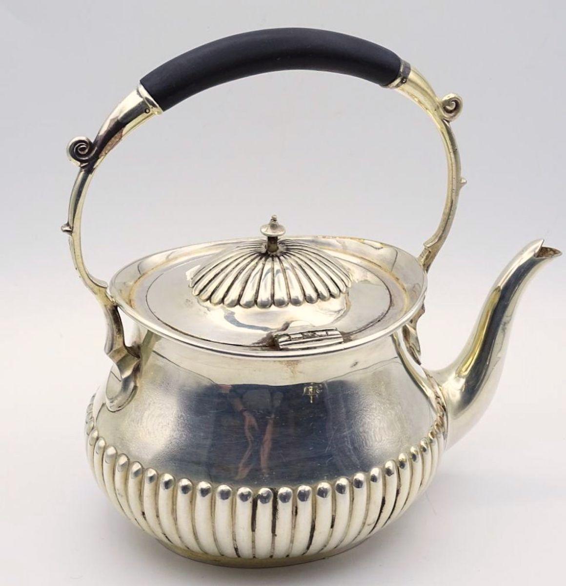 European Vintage Silver-Plated Teapot with Horn Handle, Europe, Early 20th Century