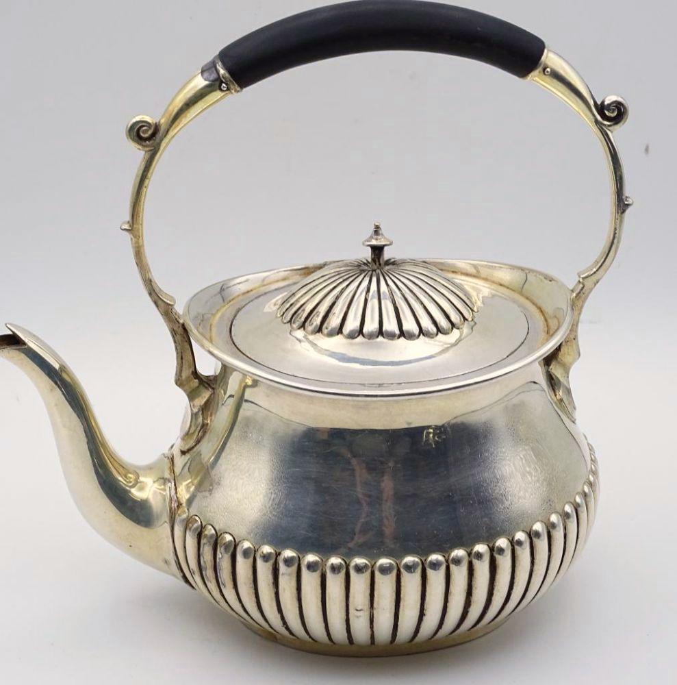 Silver Plate Vintage Silver-Plated Teapot with Horn Handle, Europe, Early 20th Century