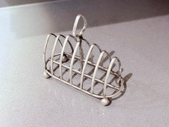 Vintage Silver Plated Toast Rack with Loop Handle and Ball Feet