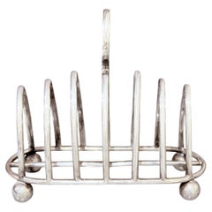 Vintage Silver Plated Toast Rack with Loop Handle and Ball Feet