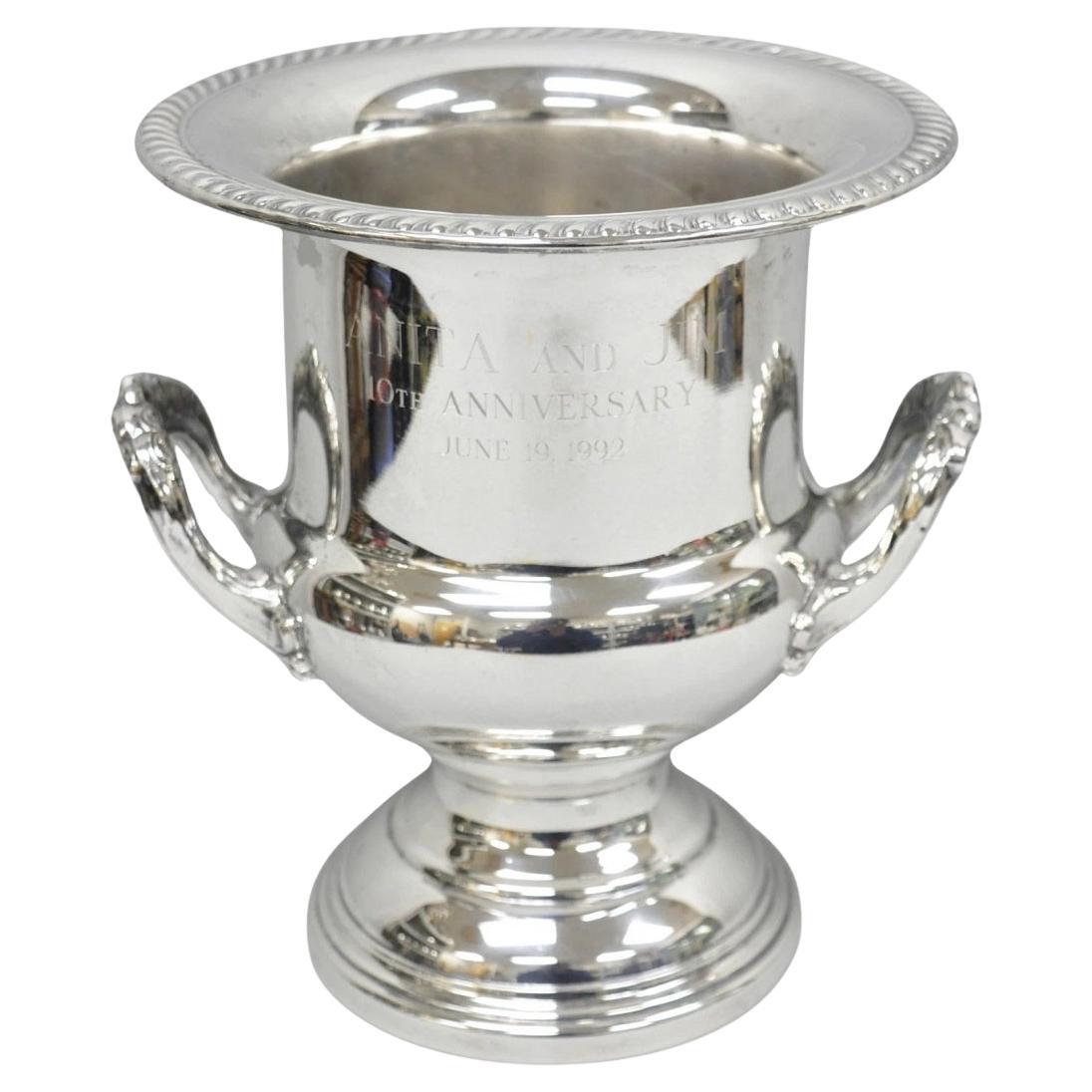 Vintage Silver Plated Trophy Cup Urn Champagne Chiller Ice Bucket 10 Anniversary