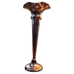 Vase trompette vintage en métal argenté