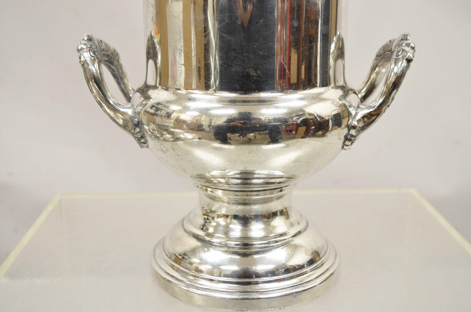Vintage Silver Plated Twin Handles Champagne Chiller Ice Bucket In Good Condition For Sale In Philadelphia, PA