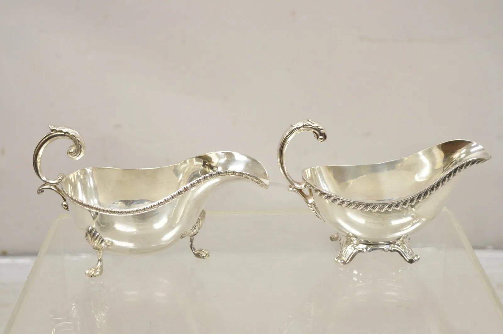 Vintage Silver Plated Victorian Serving Gravy Boat Sauce Boats - Lot of 6 In Good Condition For Sale In Philadelphia, PA