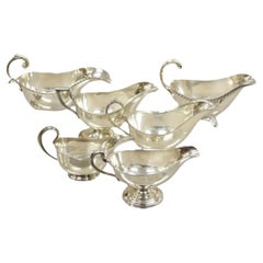 Vintage Silver Plated Victorian Serving Gravy Boat Sauce Boats - Lot of 6