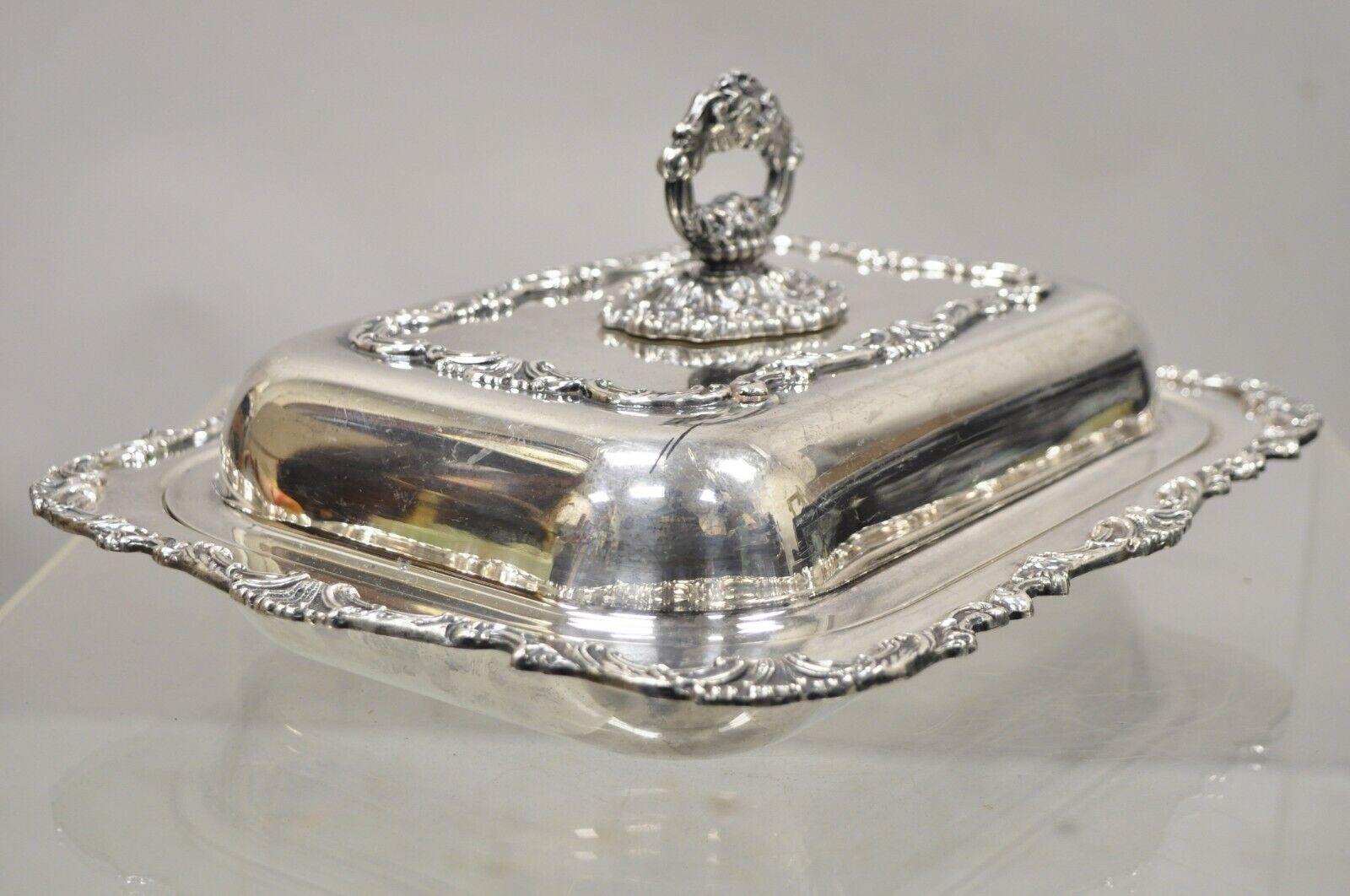 Vintage Silver Plated Victorian Style Ornate Lidded Covered Serving Dish For Sale 4